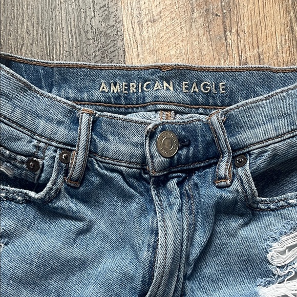 American Eagle Outfitters Blue Distressed Jean Shorts - Picture 2 of 11